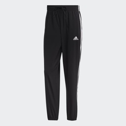 AEROREADY ESSENTIALS ELASTIC CUFF WOVEN 3-STRIPES TRACKSUIT BOTTOMS - Black / White