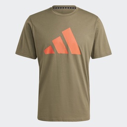 TRAIN ESSENTIALS FEELREADY LOGO TRAINING T-SHIRT - Olive Strata / Bright Red