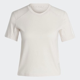 TRAIN ESSENTIALS TRAIN COTTON 3-STRIPES CROP T-SHIRT - Wonder Quartz / White