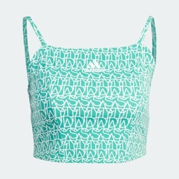 ALLOVER ADIDAS GRAPHIC CORSET-INSPIRED TANK TOP - Semi Court Green / Multicolor / White