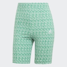 ALLOVER ADIDAS GRAPHIC BIKER SHORTS - Semi Court Green / Multicolor / White
