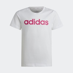 ESSENTIALS LINEAR LOGO COTTON SLIM FIT T-SHIRT - White / Semi Lucid Fuchsia