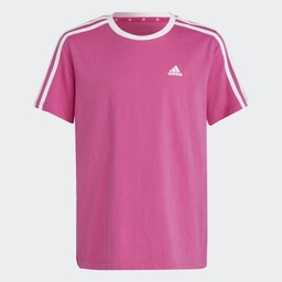 ESSENTIALS 3-STRIPES COTTON LOOSE FIT BOYFRIEND T-SHIRT - Semi Lucid Fuchsia / White