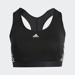 [4065417364592] ADIDAS POWERREACT TRAINING MEDIUM-SUPPORT 3-STRIPES BRA (PLUS SIZE) - Black / White