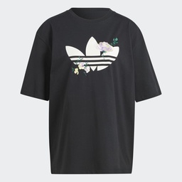 EMBROIDERED FLOWER TREFOIL T-SHIRT - Black