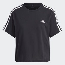 ESSENTIALS 3-STRIPES SINGLE JERSEY CROP TOP - Black / White
