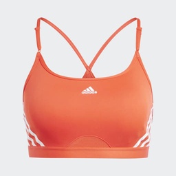 ADIDAS AEROREACT TRAINING LIGHT-SUPPORT 3-STRIPES BRA - Bright Red / White
