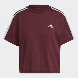 ESSENTIALS 3-STRIPES SINGLE JERSEY CROP TOP - Shadow Red / White