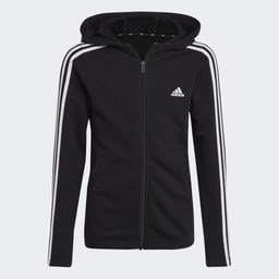 ESSENTIALS 3-STRIPES FULL-ZIP HOODIE - Black / White