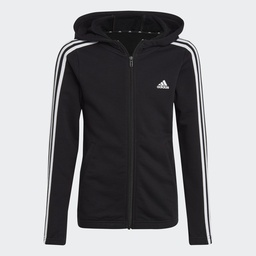 ESSENTIALS 3-STRIPES FULL-ZIP HOODIE - Black / White
