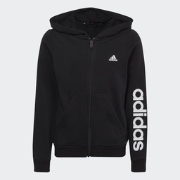ESSENTIALS LINEAR LOGO FULL-ZIP HOODIE - Black / White