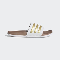 ADILETTE COMFORT SLIDES - Cloud White / Cloud White / Matte Gold