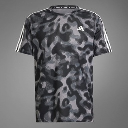 OWN THE RUN 3-STRIPES ALLOVER PRINT T-SHIRT - Grey Four / Grey Six / Carbon / Black