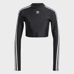 3-STRIPES CROPPED LONG SLEEVE LONG-SLEEVE TOP - Black