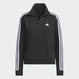 ESSENTIALS 3-STRIPES QUARTER-ZIP SWEATSHIRT - Black / White