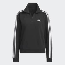 ESSENTIALS 3-STRIPES QUARTER-ZIP SWEATSHIRT - Black / White