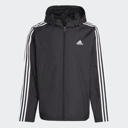 ESSENTIALS 3-STRIPES WOVEN WINDBREAKER - Black
