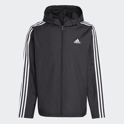 ESSENTIALS 3-STRIPES WOVEN WINDBREAKER - Black