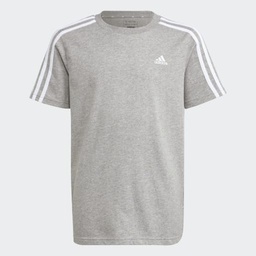 ESSENTIALS 3-STRIPES COTTON T-SHIRT - Medium Grey Heather / White
