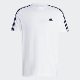 ESSENTIALS SINGLE JERSEY 3-STRIPES T-SHIRT - White / Black