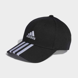 3-STRIPES COTTON TWILL BASEBALL CAP - Black / White