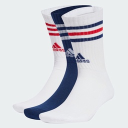 3-STRIPES CUSHIONED CREW SOCKS 3 PAIRS - White / Team Navy Blue / White
