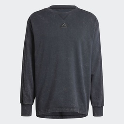 ALL SZN FRENCH TERRY 3 STRIPES GARMENT WASH CREW  - Black