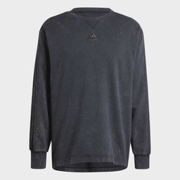 ALL SZN FRENCH TERRY 3 STRIPES GARMENT WASH CREW  - Black