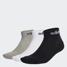 LINEAR ANKLE CUSHIONED SOCKS 3 PAIRS - Medium Grey Heather / White / Black