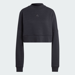 LOUNGE FRENCH TERRY LOOSE CROPPED SWEATSHIRT  - Black