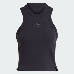 LOUNGE RIB CROPPED TANK TOP  - Black