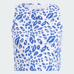 ESSENTIALS ANIMAL PRINT CROPPED TANK - Crystal White