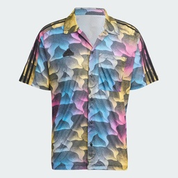 TIRO ALLOVER PRINT MESH RESORT SHIRT  - Black