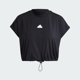 CITY ESCAPE CROPPED T-SHIRT WITH BUNGEE CORD - Black
