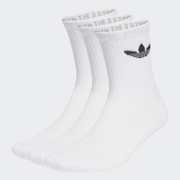 TREFOIL CUSHION CREW SOCKS 3 PAIRS - White