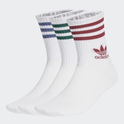 MID CUT CREW SOCKS 3 PAIRS - White / Preloved Ruby / Preloved Ink / Collegiate Green