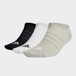 THIN AND LIGHT NO-SHOW SOCKS 3 PAIRS - Medium Grey Heather / White / Black