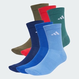 CUSHIONED CREW SOCKS 6 PAIRS - Dark Blue / Royal Blue / Olive Strata / Pure Ruby